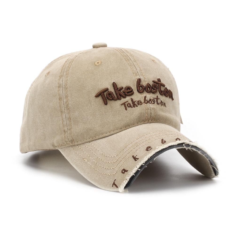 Cappello in Denim Lavato Retro Giapponese Ricamato con Lettere per Sport all'Aperto Uomo Viaggio Cappello da Sole Cappellino da Baseball Classico Versatile Comodo