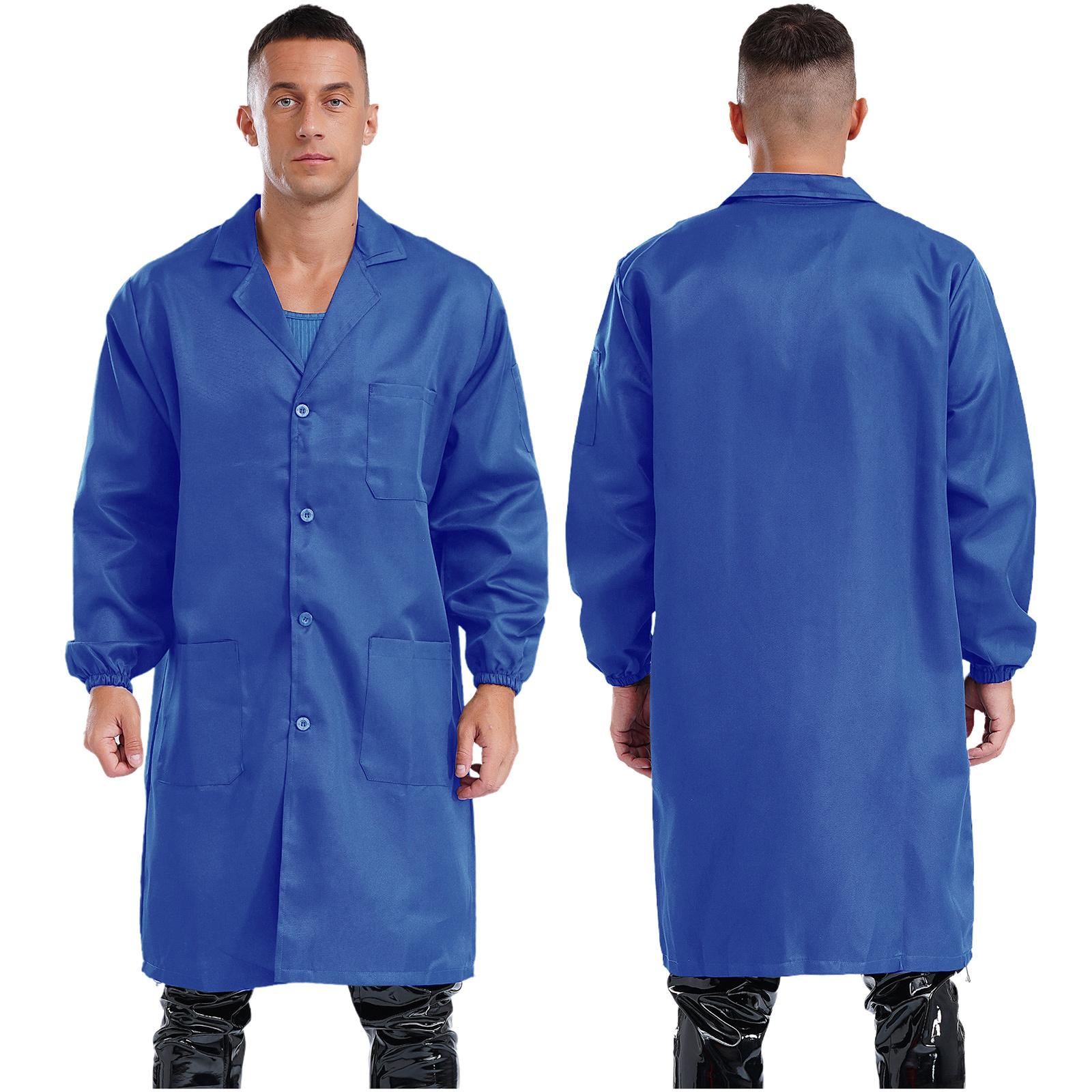 

Мужская женская куртка с V-образным вырезом, прочное пальто, пылезащитная, устойчивая блузка, лабораторный халат 5XL королевский синий