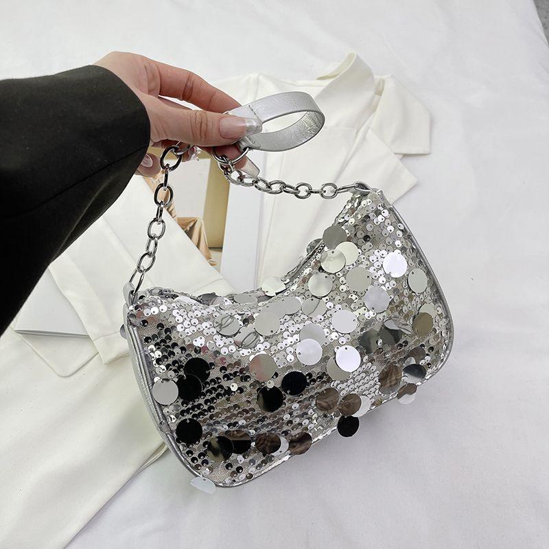 

Нишевые модные сумки с пайетками для женщин, новые летние сумки с цепочками, модные сумки с высокой чувствительностью через плечо и подмышку