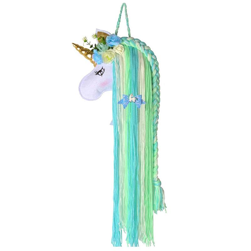 Colorful Unicorn Storage Hanging Rack INS Style Wind Chimes Girls Room Headwear Hair Clip Hairband Organizer Multiuse Home Decor