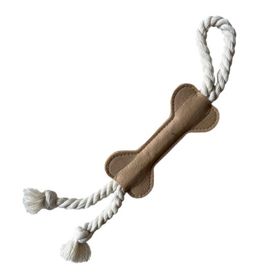 Dog Rope Toy Felt Bone Dog Chew Toy Interactive Tug-of-War Rope Dog Toy for Teeth Cleaning Puppy Teething верблюд