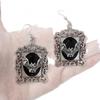 Gothic Black Bat Earrings with Earring Frame