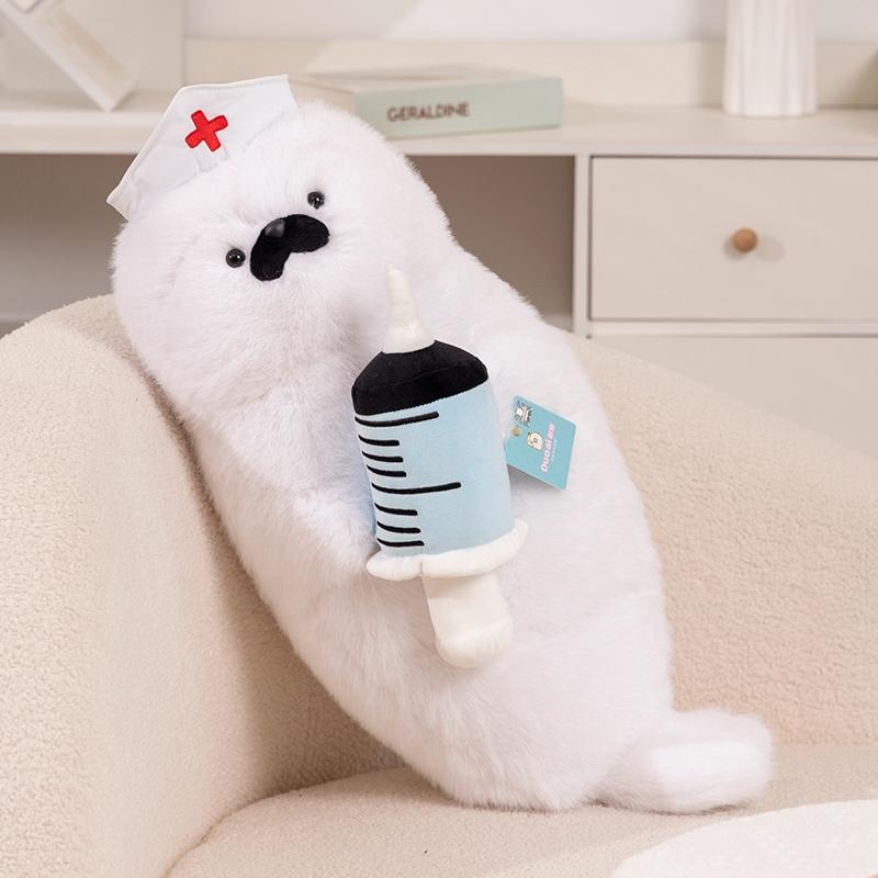 Cute Fried Shrimp And Seal Plush Toys Lovely Cartoon Seals Plush Doll Role Playing Seal Plush Pillows Appease Sleeping Kids Gift