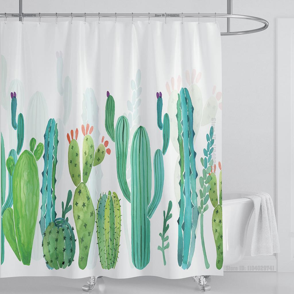 Plants Graphic Shower Curtain Waterproof Shower Curtain Polyester Fabric 3D Printing Bathroom Curtains Bathroom Decor With Hooks