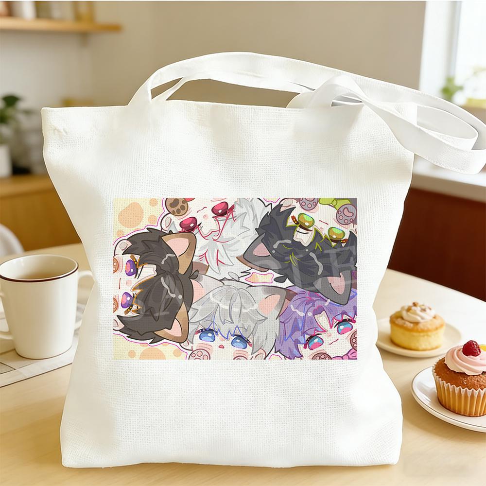 Love And Deepspace Anime Canvas Tote Bag Five Cats Design Daily Handbag Gift 30x35 35x40cm