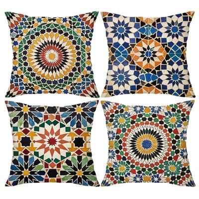Colorful Mosaic Pattern Pillow CoversLiving Room Sofa Cushion Cover, Soft and Comfortable, Bedroom Room Decoration