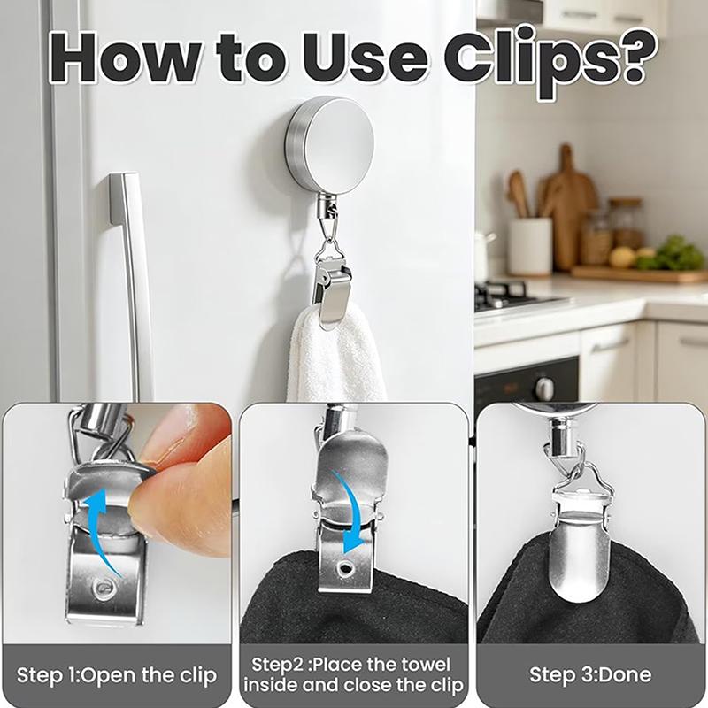 1/2/4Pcs Retractable Towel Rack Automatic Rebound No Drilling Self-Adhesive Wall-Mounted Hand Towel Holder With Strong Clips