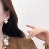 Gold-Plated Silver Zircon Flower Pearl Stud Earrings - French Retro Style for Women