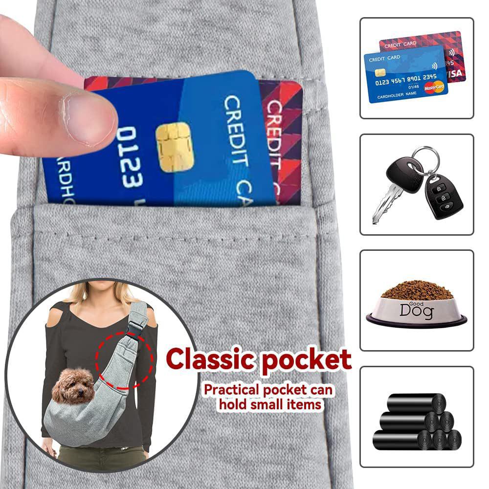 Pet Dog Hand Free Sling Carrier With Adjustable Strap For Traveling Outdoor Grey