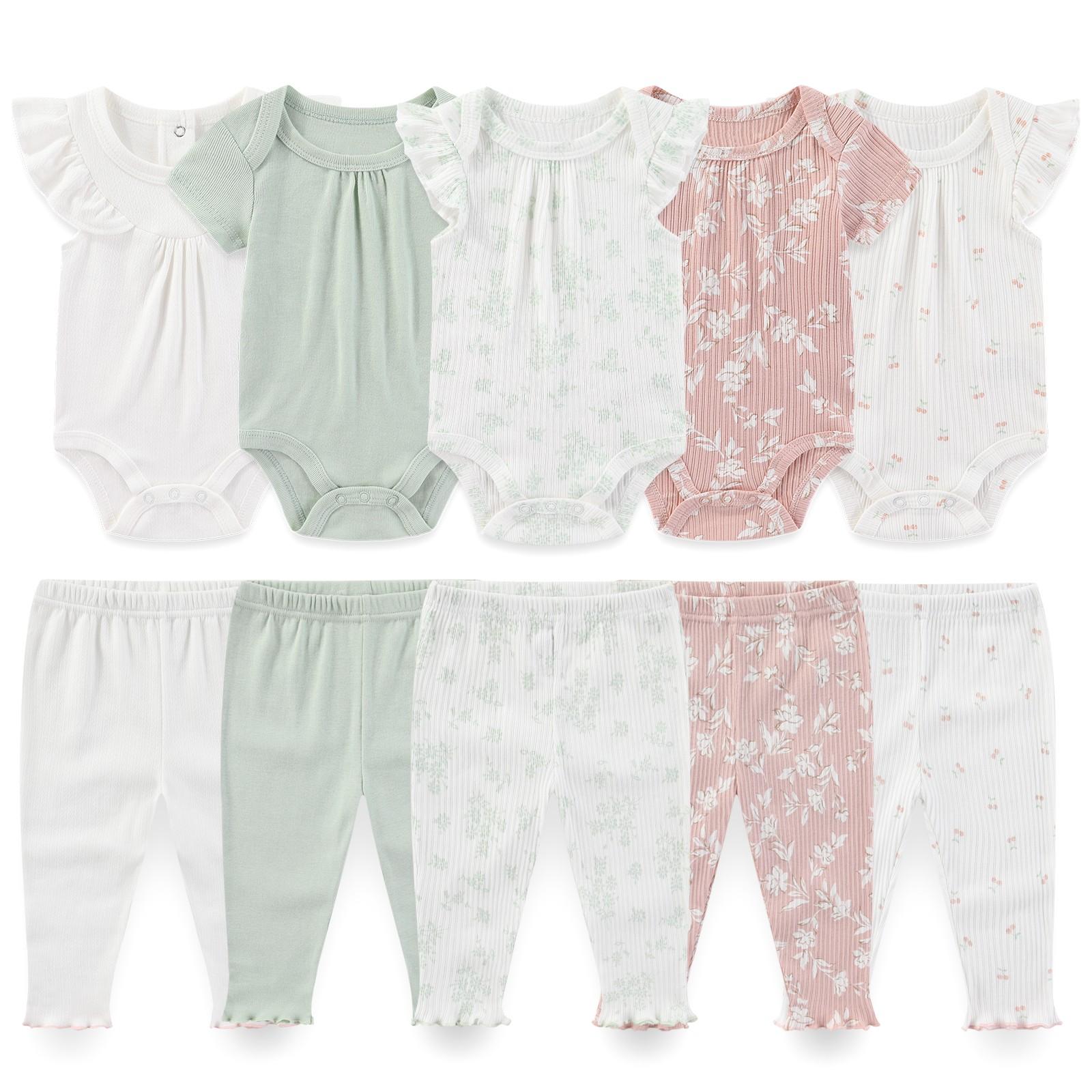 

Комплект одежды для новорожденных из 10 предметов, комбинезон с короткими рукавами для мальчиков и девочек, подарочный набор «Полная луна» 9-12Months