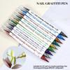 10PCS Professional Double Tip Nail Art Pens Quick Drying Waterproof Nail Art Markers for Creative Drawing and Coloring