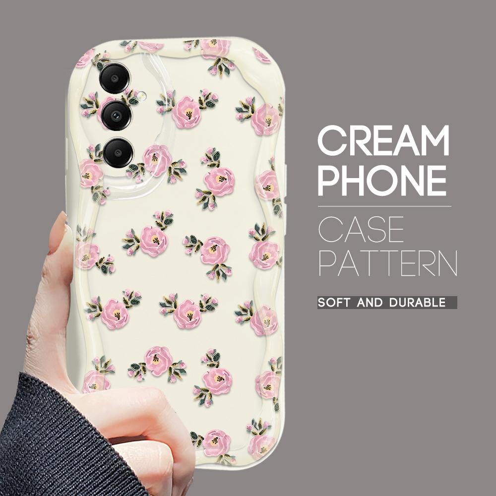 Carcasă cu textura cremă cu model de desene animate cu margine ondulată Husă din silicon moale pentru telefon pentru Samsung