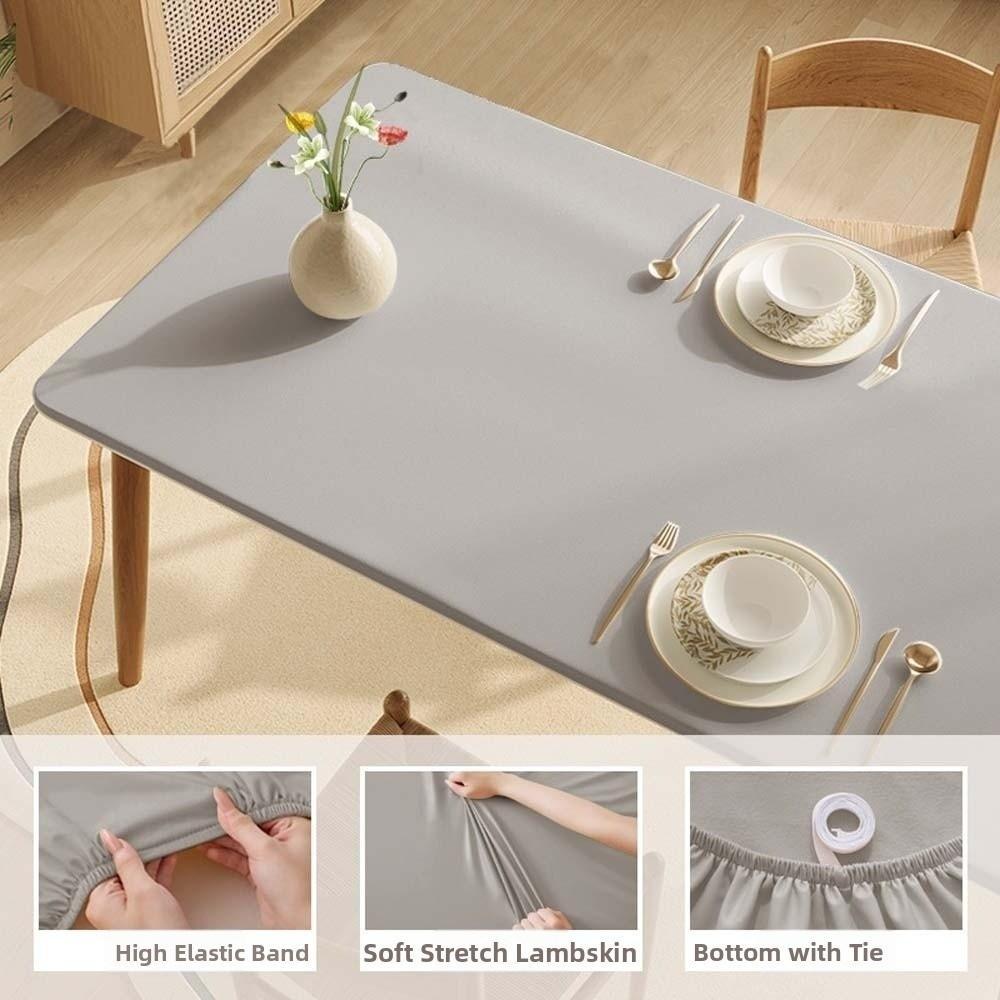 Full Wrapped Imitation Sheepskin Tablecloth Smooth Elastic Tea Table Cloth  Dining