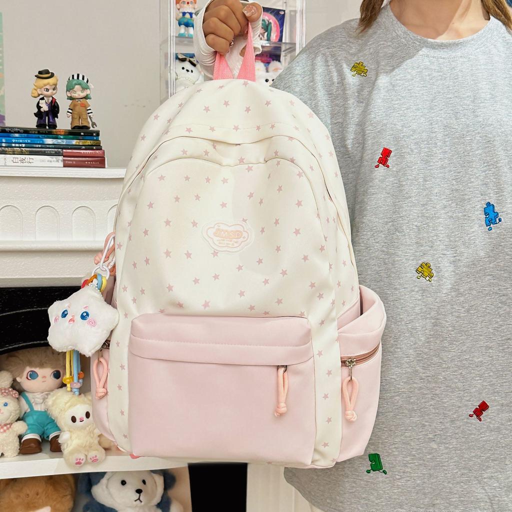 Schoolbag backpack Korean version polka dot Japanese casual versatile backpack large capacity college style campus junior high school student