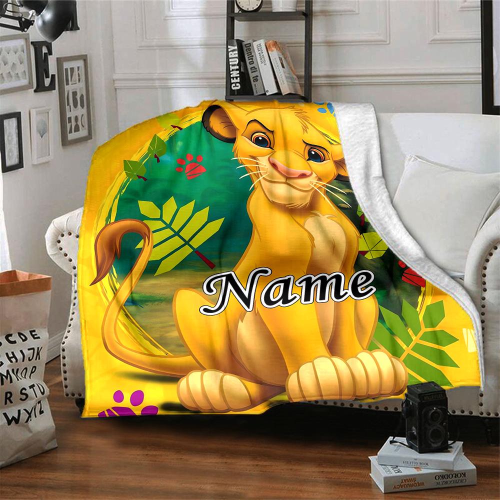 Custom Name Lion Adventure Party Blanket For Couch Bed Plush Cozy Fuzzy Blanket Super Soft Warm Blankets For Fall And Winter 0916270