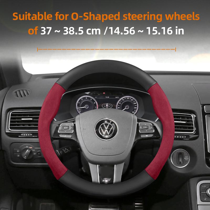 AABGI1 Suitable for Volkswagen Suede Matte Carbon Fiber Texture Steering Wheel Cover Suitable for Polo Golf 5 6 7 up Gol Volante Scirocco Passat