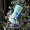 Christmas Socks With Lights, Blue Snowman Glowing Candy Bag Christmas Shu Decorative Gift Socks