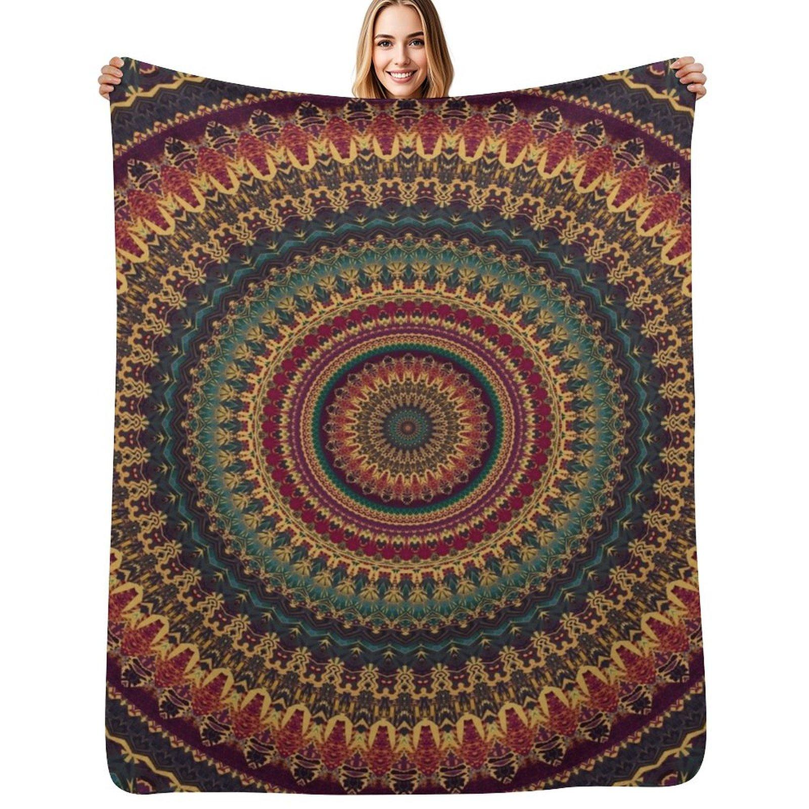 Mandala 11 Throw Blanket Versatile Cozy Throw Blanket for All Occasions Size: 75*100cm, Weight: 230 GSM