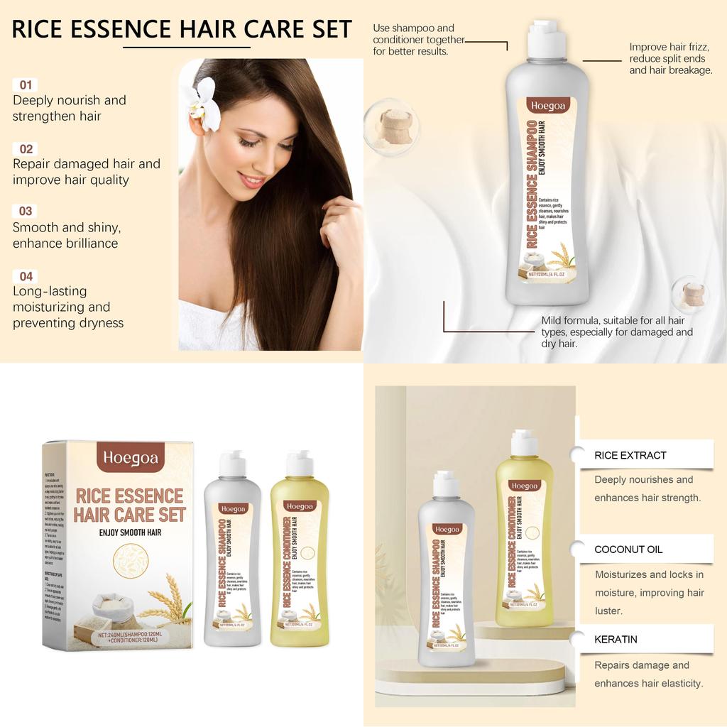 Hoegoa Keratin Repair Pflegendes Shampoo und Conditioner Set für seidiges Haar