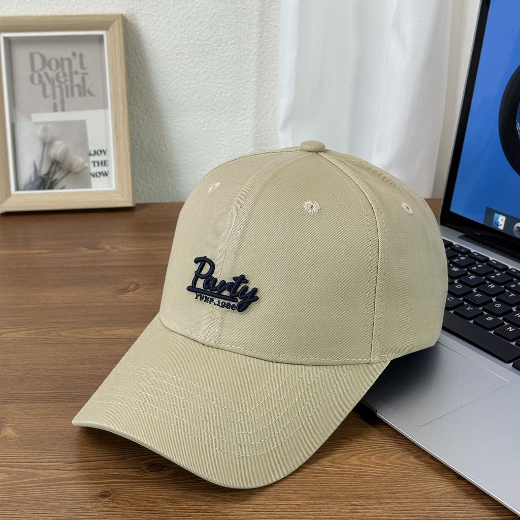 Fashion Hat American Embroidery Letter Baseball Cap Wide Brim Hard Top Cap White Spring and Summer Male and Female Couples Tide Show Small Tide