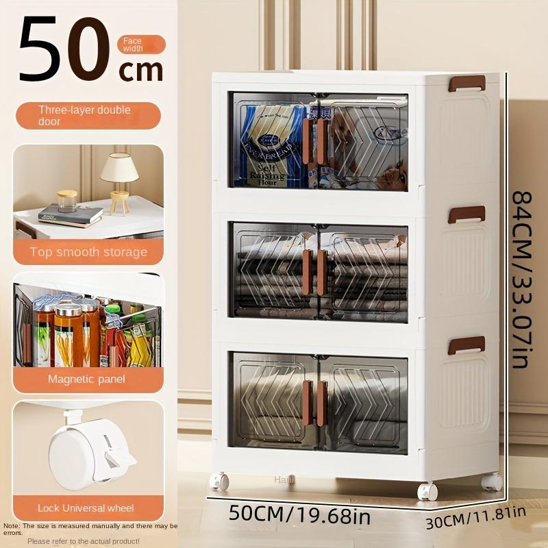 Multi-layer Household Storage Cabinet, Foldable And Stackable Plastic Organizer, No Installation Required,  Folding storage Box