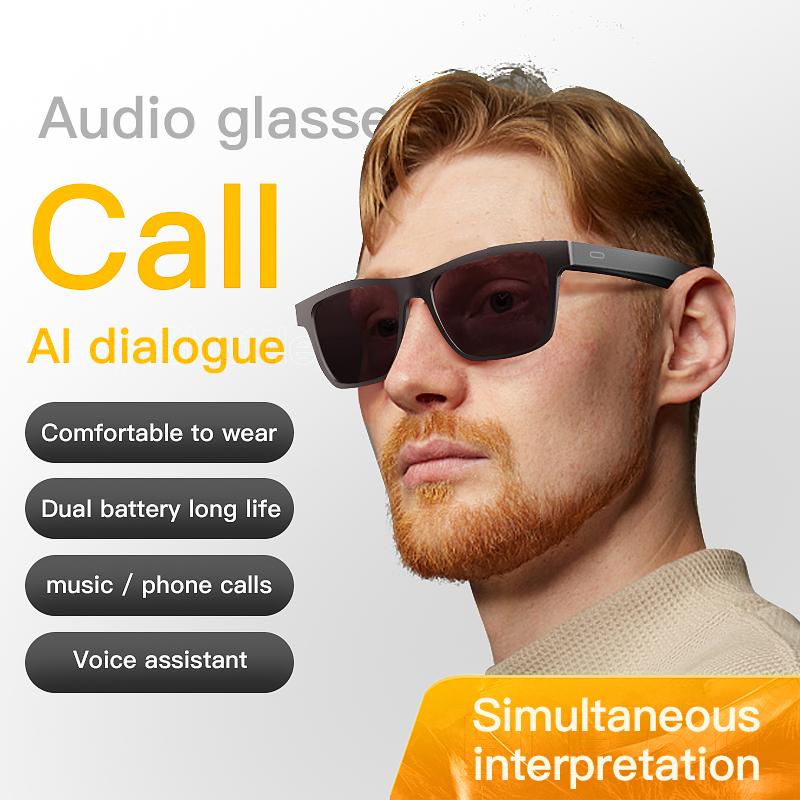 

E10pro Вуличні розумні аудіо сонцезахисні окуляри з перекладом у режимі реального часу, сумісні з Bluetooth, дзвінками та музикою Black Lens
