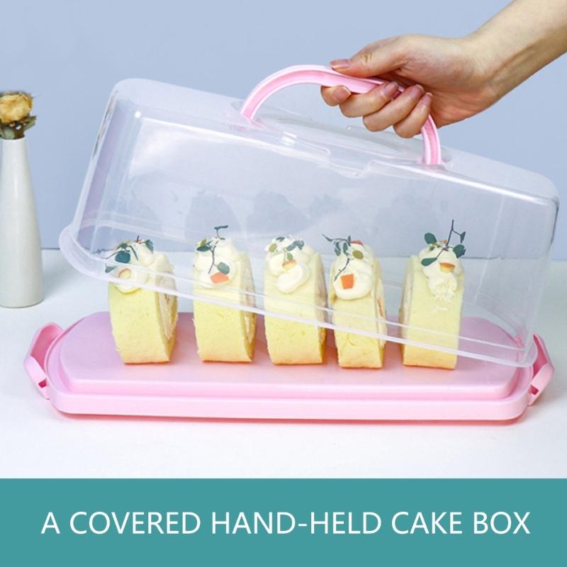 Contenitore Trasparente con Coperchio per Fette di Torta, Toast, Prodotti da Forno, Scatola Rettangolare per Trasporto Pane