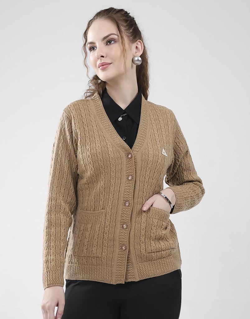 MONTE CARLO Women's V Neck Full Sleeves Cardigan
