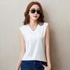 Silk Cotton Sleeveless Vneck T Shirt For Women With Breathable Fabric Summer Casual Wear