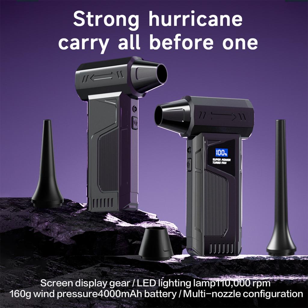 M4Pro Turbo Jet Gebläse - 52m/s Orkanwind mit 99.000 U/min Bürstenmotor | 8000mAh IP54 Staubdicht (Leistungsstarkes Gebläse)