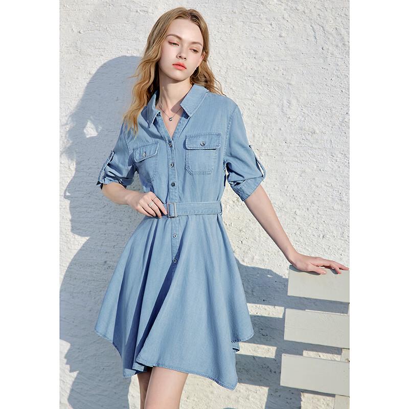 Betu Women's Lyocell Denim Short Sleeve Midi Dress