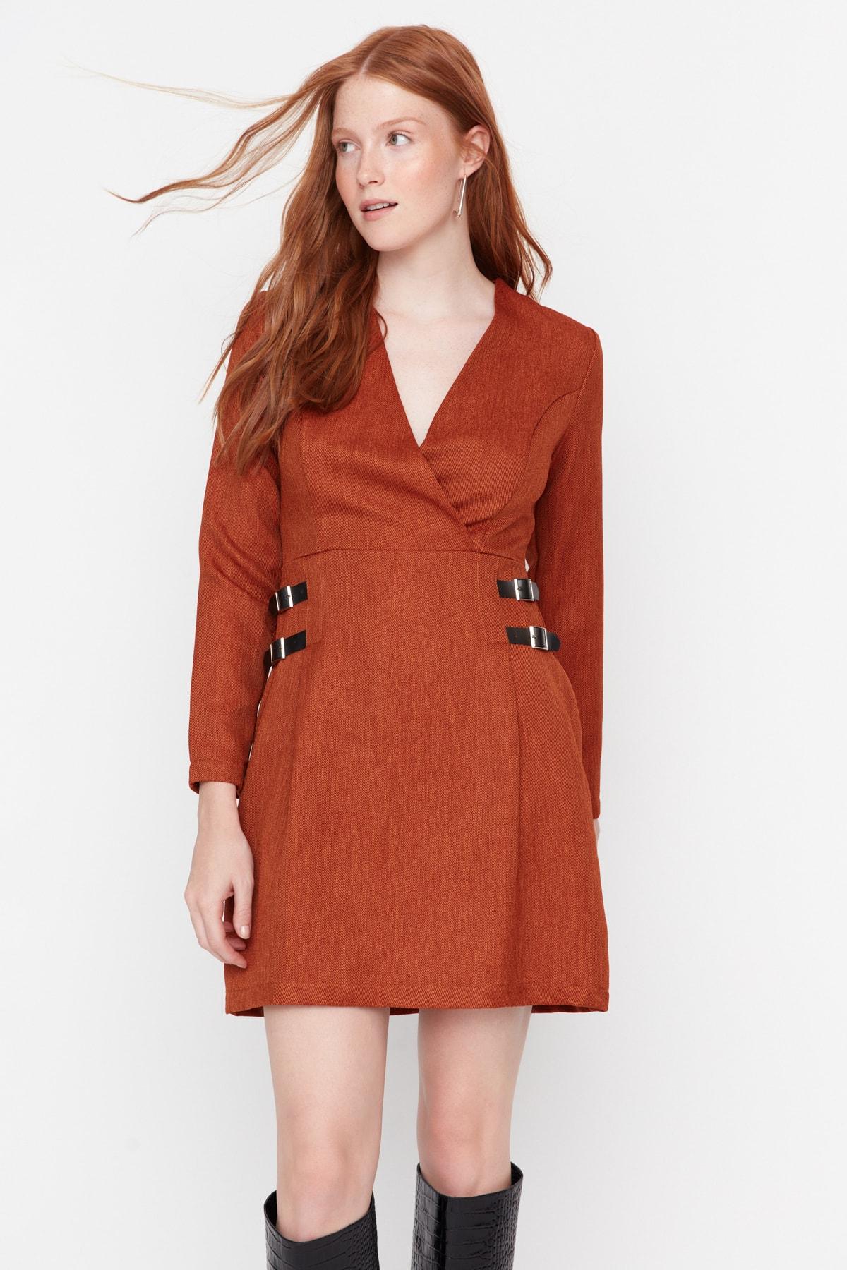 

Платье - Коричневый - А-силуэт