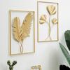 1PC Hot Sofa Hintergrund Wand Blatt Form Wohnzimmer Metall Eisen Ginkgo Blatt Wand Hängen Ornamente