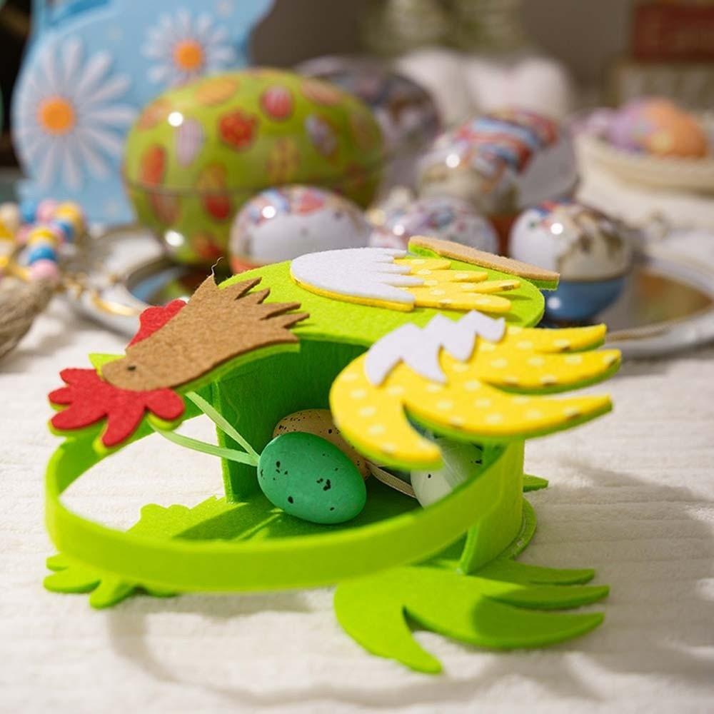 Cartoon Cock Felt Chicken Basket Cut Easter Storage Case Rooster Candy Box Wedding Ornaments