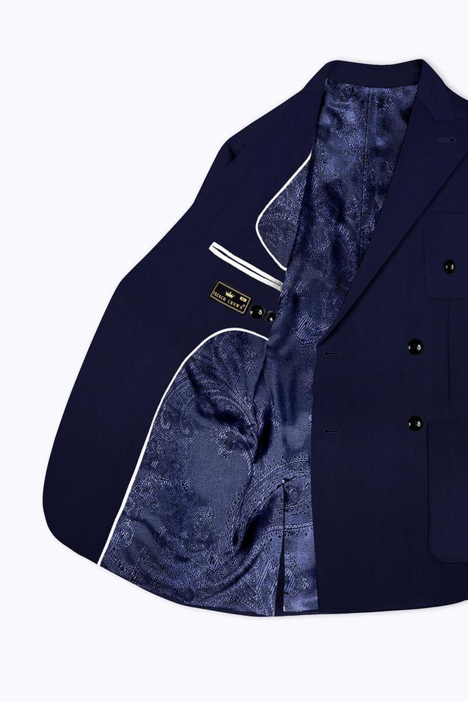 Cinder Blue Wool Rich Double Breasted Sports Blazer