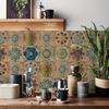 24pcs Vintage Self Adhesive Ceramic Tile Stickers Peel and Stick Backsplash Waterproof Wallpaper Wall Stickers Decorative Tiles for Kitchen Bathroom