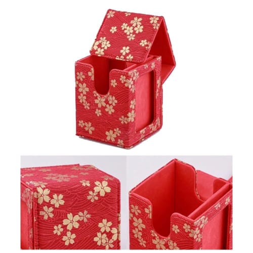 Pinicecore Deck Case, Trading Card Case, Embroidered Card Deck Box, Card Carry Organizer, Vertical Storage with Push Window, Storage Box for Board Gam