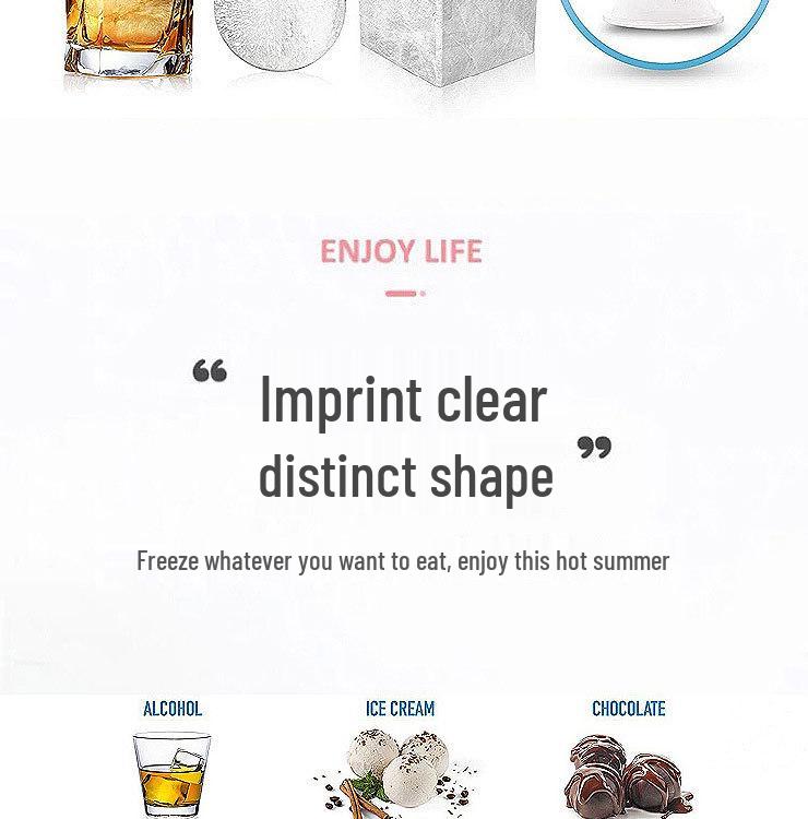 6-Piece Silicone Ice Cube Tray Set with Square and Round Molds
