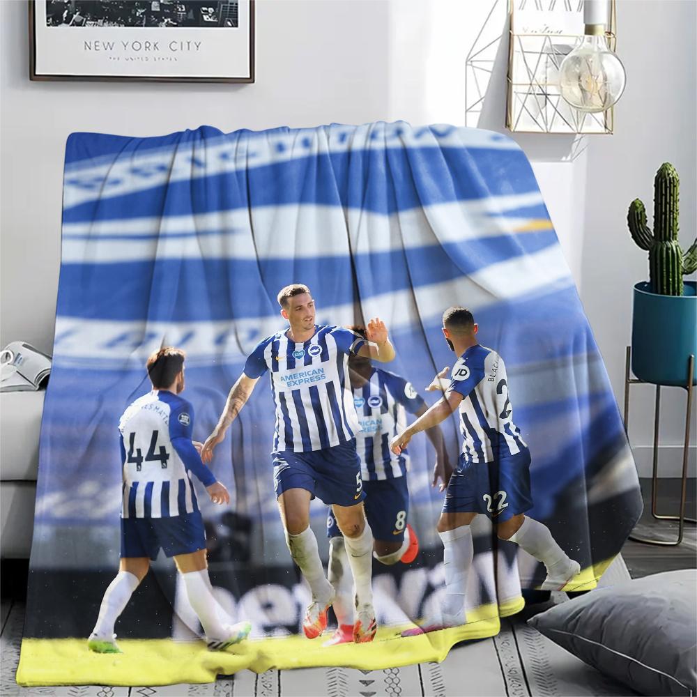 Brighton Team Logo,pattern Flannel Blanket, High Quality Comfortable for All Seasons, Home Decor, Warmth and Comfort, Perfect for Gifts.