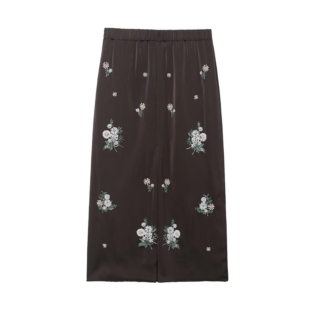 Autumn 2025 European Style Women's Mid-Length Sequin Embroidered Skirt