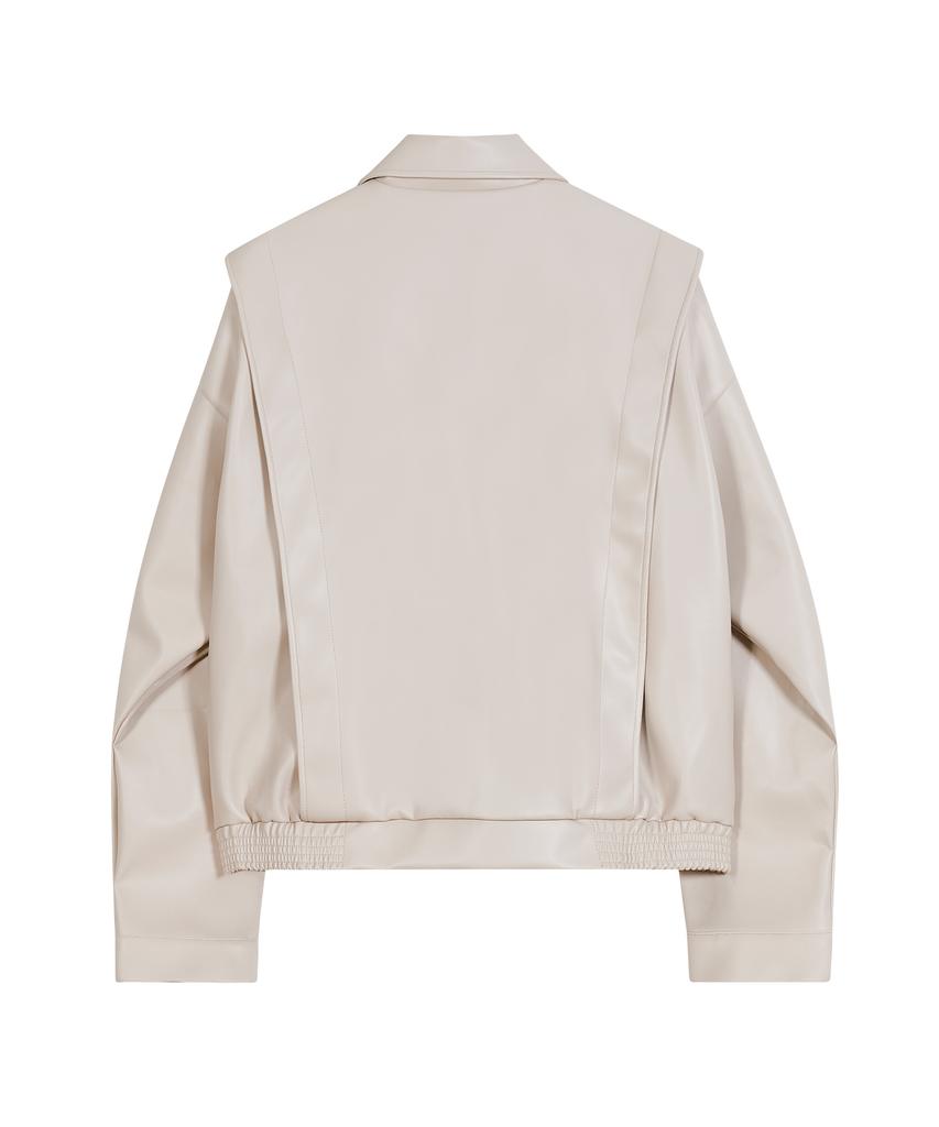 Erreurstandard 87-Stan149 Veste en Cuir à Patte Pesante Ivoire