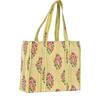 Handmade Cotton Quilted Tote Bag for Women, Traditional Block Print Shoulder Pouch, Yellow Large Capacity Shopping Carrier, Gift for Her