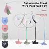 Funny Cat Stick Toy with Detachable Teaser Wand And Sucker Base Interactive Fluffy Feather Kitten Play Toy for Cat Supplies