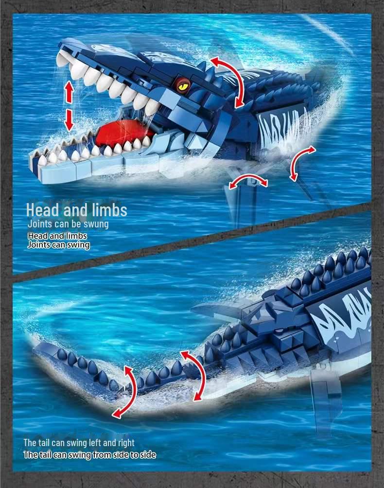 Orange Building Blocks Compatible with Lego Jurassic Series: Tyrannosaurus Rex Puzzle Toy - Perfect for Kids.