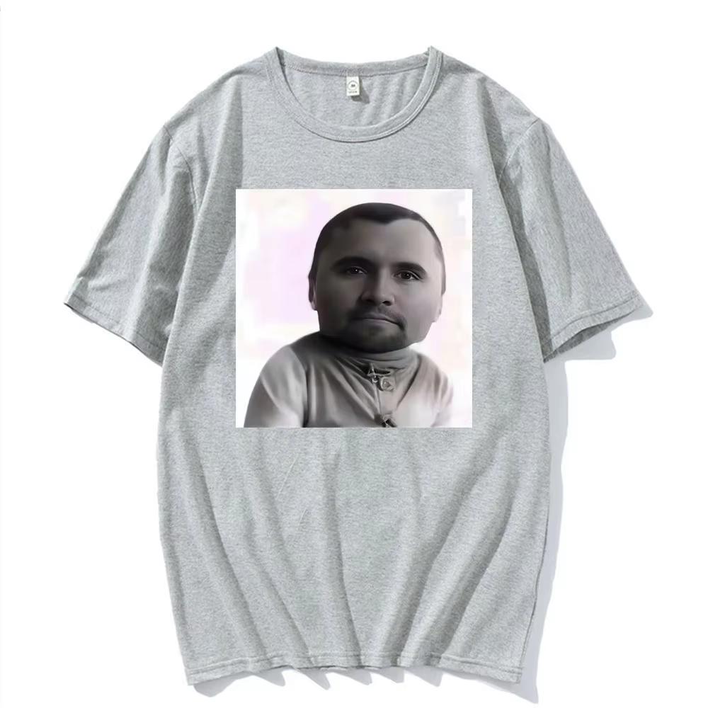 Porträt Meme Print T-Shirt Unisex Lustiges Internet-Meme Quadratisches Foto Grafik Rundhals Kurzarm Weiche Baumwolle Humor Lässige Oberteile