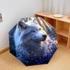 1 PC Automatic Folding Umbrella - Wolf In Moonlit Pattern, Portable & Foldable Design with 8 Ribs, Christmas Birthday Gifts