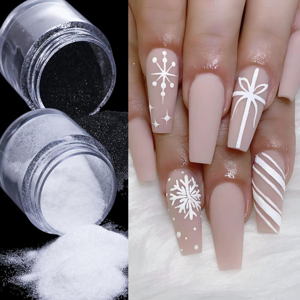 7g Canned Nail Art Black White Glitter Powder DIY Nail Glitter Powder Nail Art Jewelry Nails Decor