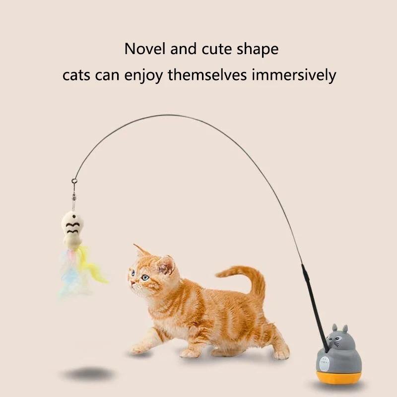 Funny Cat Stick, Steel Wire, Long Pole, Feather, Cute Fishing, Spinning,  Self Entertaining,  Problem-solving, Pet  Toy