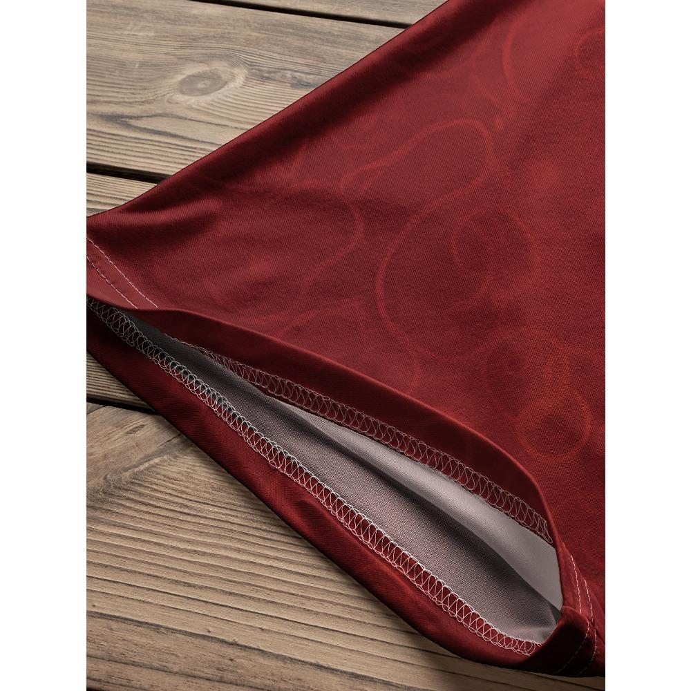 Summer large size red love interwoven pattern printed bat sleeve crew neck T-shirt, dovetail irregular hem