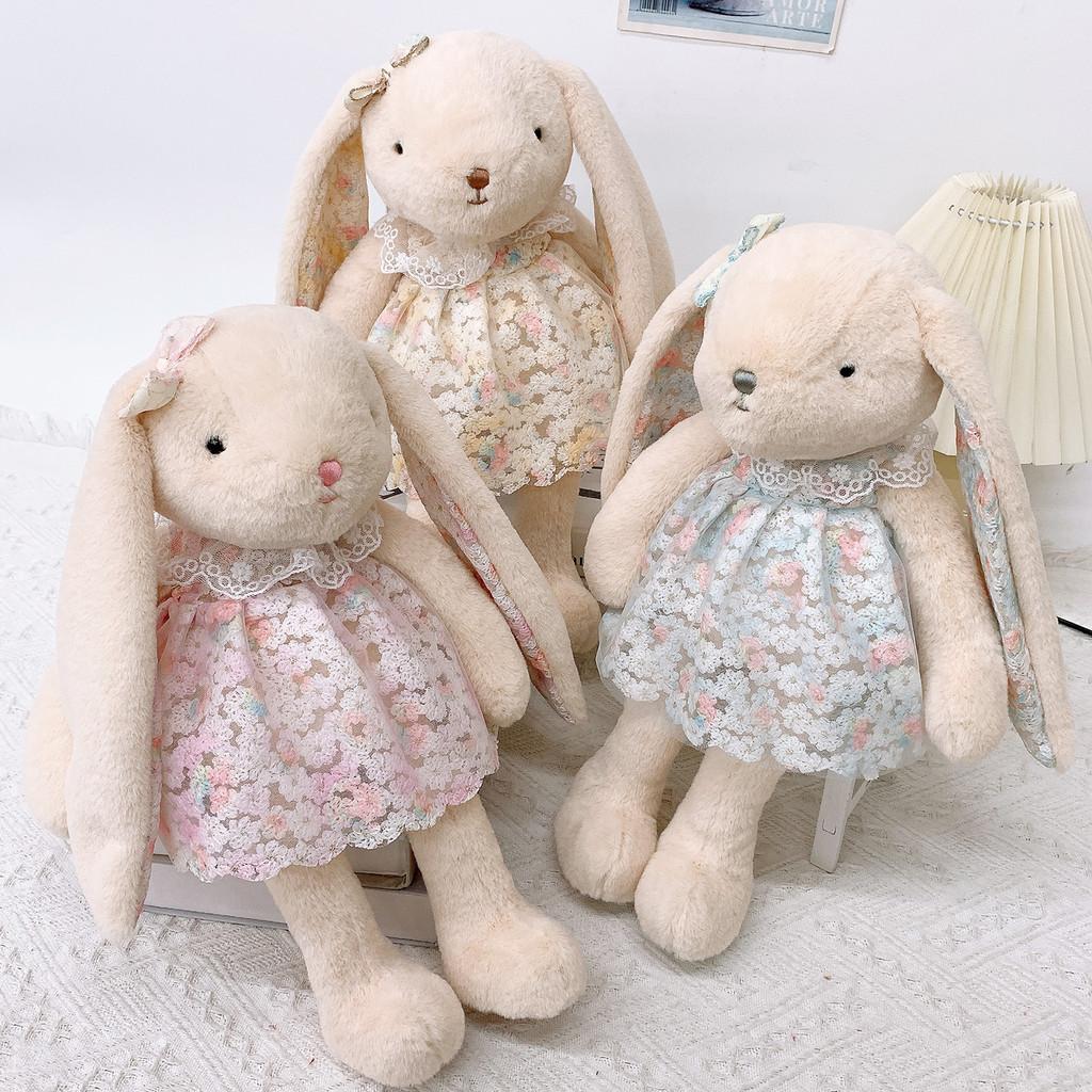 Floral Lace Rabbit Plush Keychain With Long Ears For Kids And Collectors